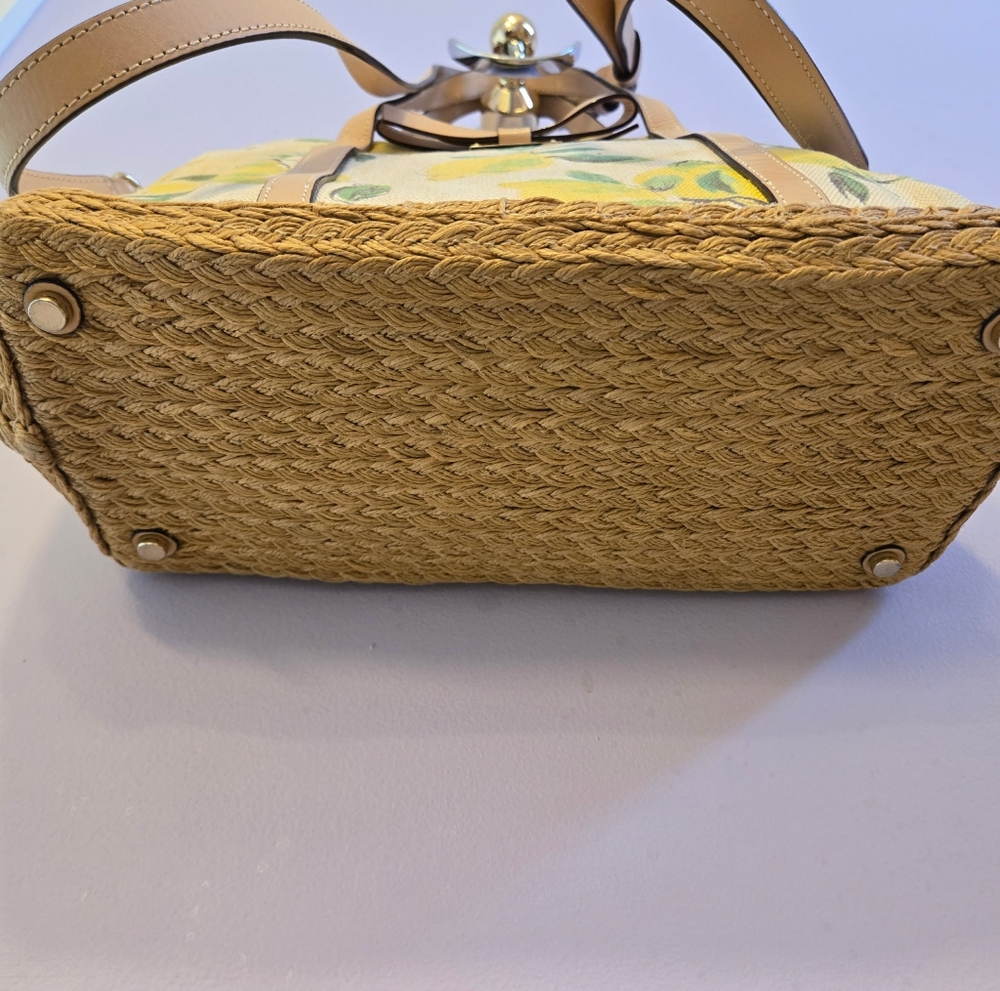 Kate Spade 💥RARE💥 Capri Espadrille Painterly Lemon Satchel Crossbody EUC #130 - Picture 5 of 12